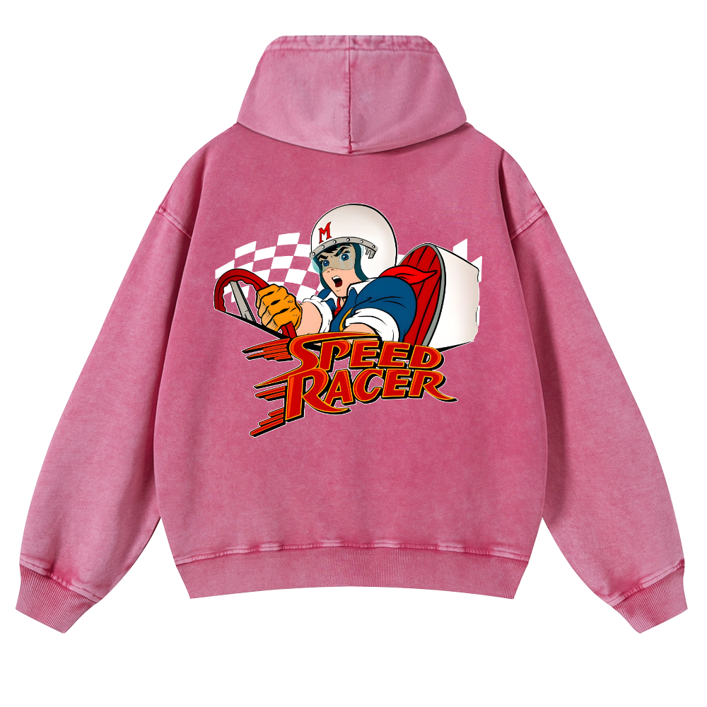 Speed Racer Vintage Washed Cotton Back Art Hoodie