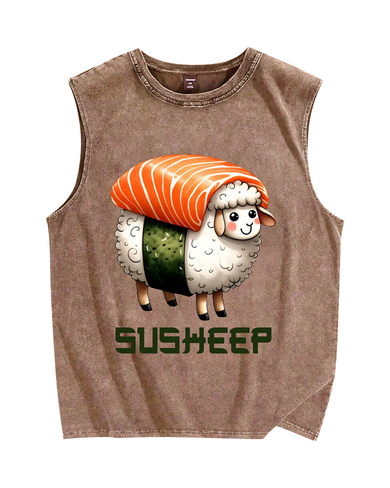 SuSheep Vintage Distressed Washed Tank Top