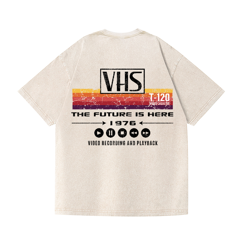 VHS Vintage Wash Japanese Design Back Art T-Shirt