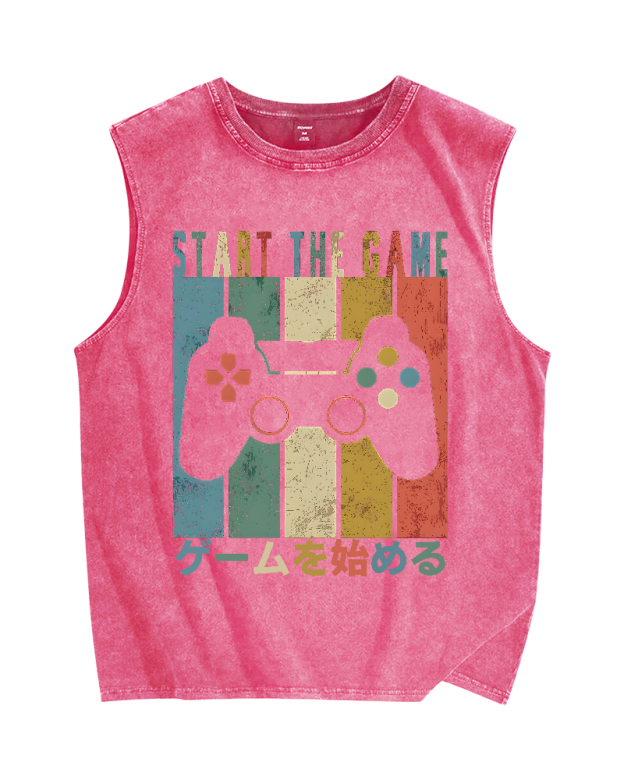 START THE GAME Vintage Distressed Washed Tank Top