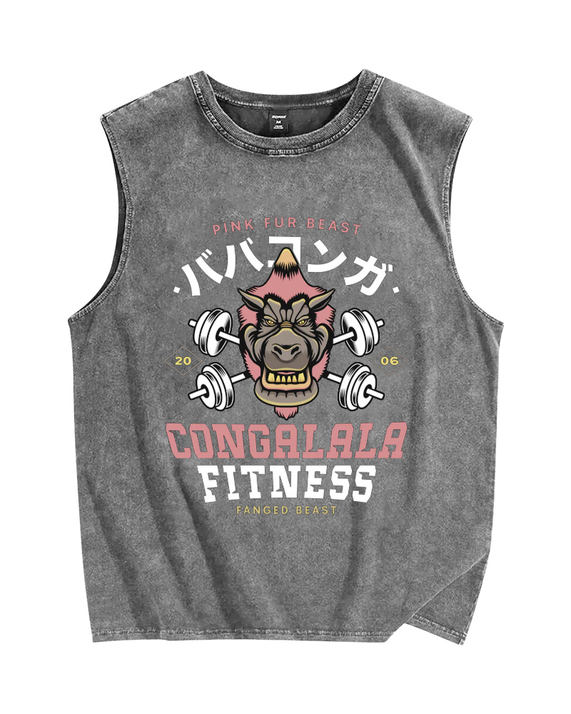 Congalala Fitness Vintage Distressed Washed Tank Top