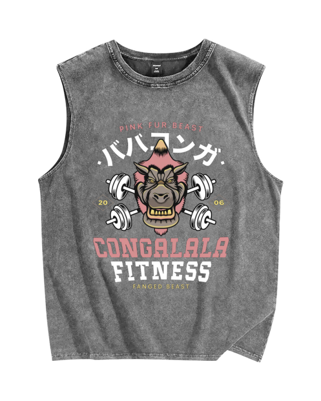 Congalala Fitness Vintage Distressed Washed Tank Top