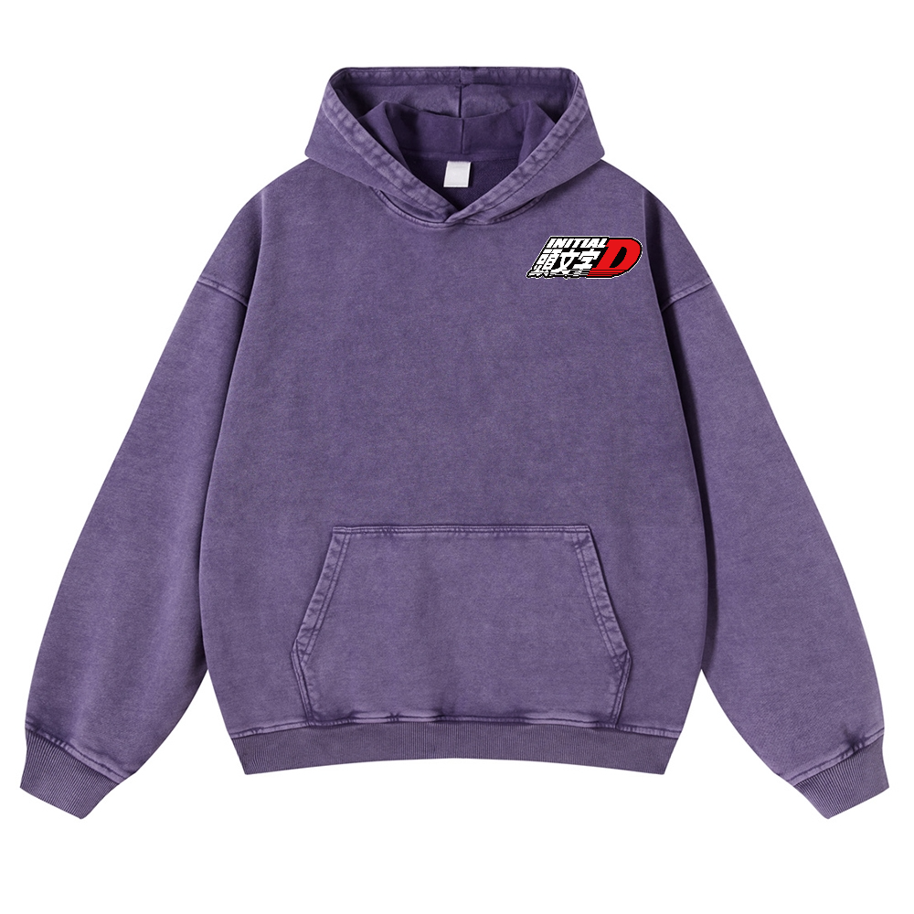 Initial D Vintage Washed Cotton Back Art Hoodie