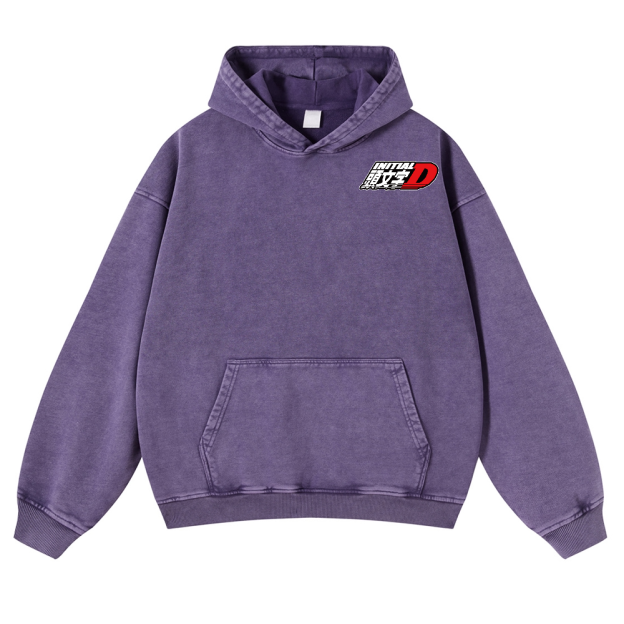 Initial D Vintage Washed Cotton Back Art Hoodie