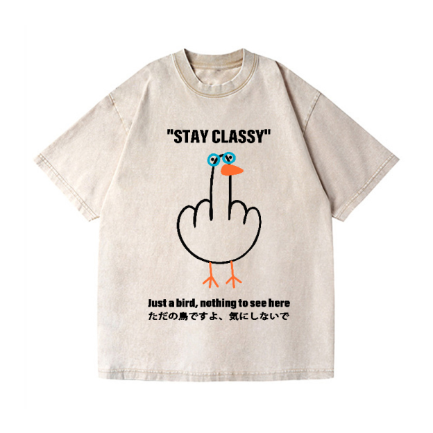 Stay Classy Goose Bird Vintage Wash Japanese Design T-Shirt