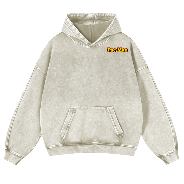 Pacman Vintage Washed Cotton Back Art Hoodie