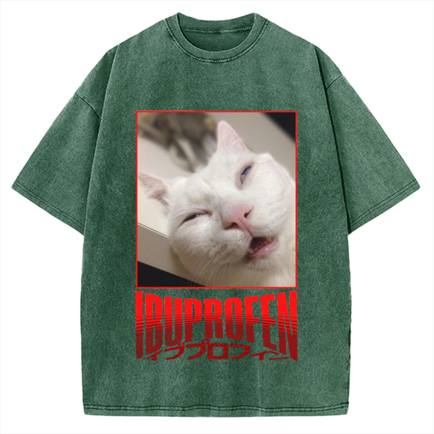 Ibuprofen Cat Vintage Washed T-shirt