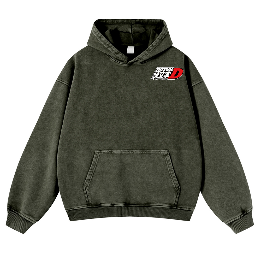 Initial D Vintage Washed Cotton Back Art Hoodie