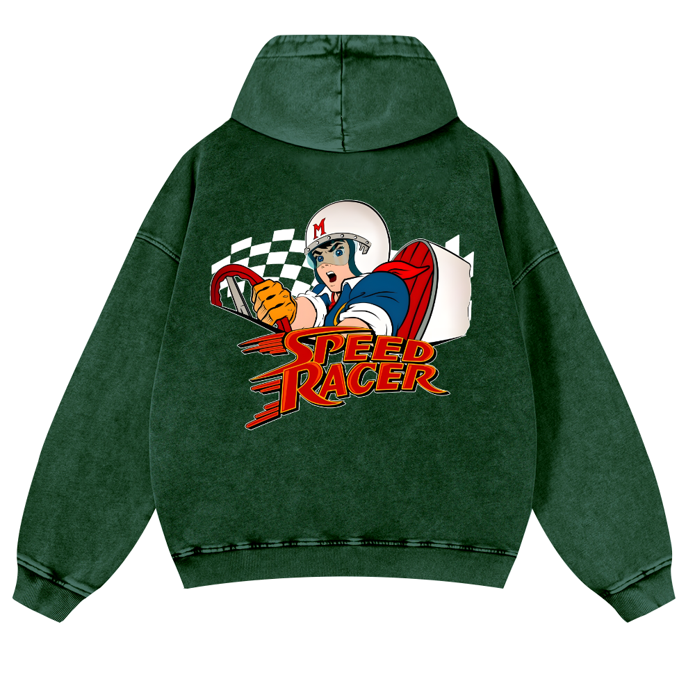 Speed Racer Vintage Washed Cotton Back Art Hoodie