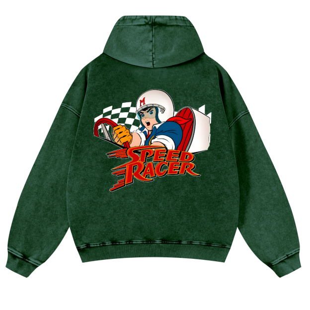 Speed Racer Vintage Washed Cotton Back Art Hoodie