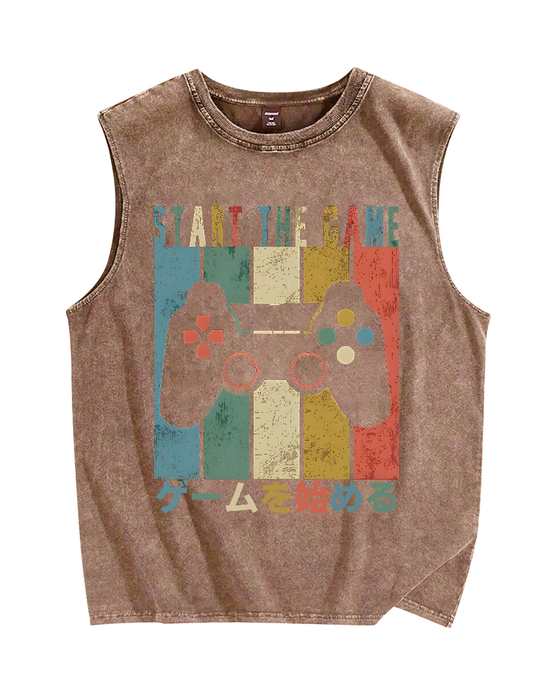 START THE GAME Vintage Distressed Washed Tank Top