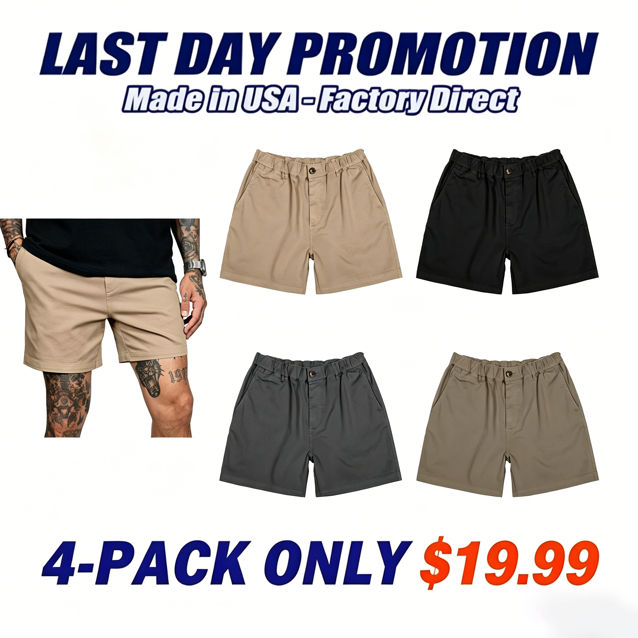 Men's Casual Stretch Twill Cotton Chino Shorts