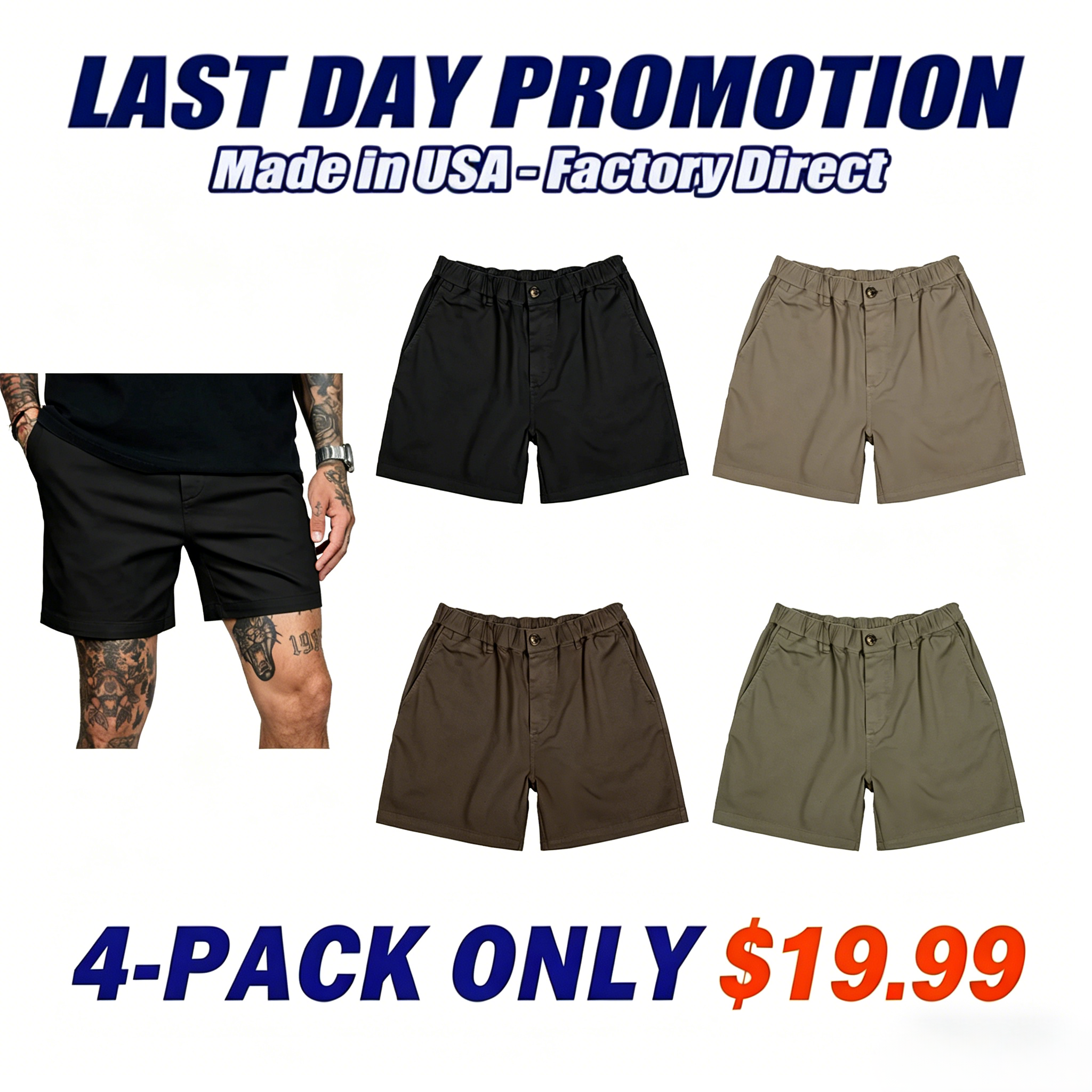 Men's Casual Stretch Twill Cotton Chino Shorts