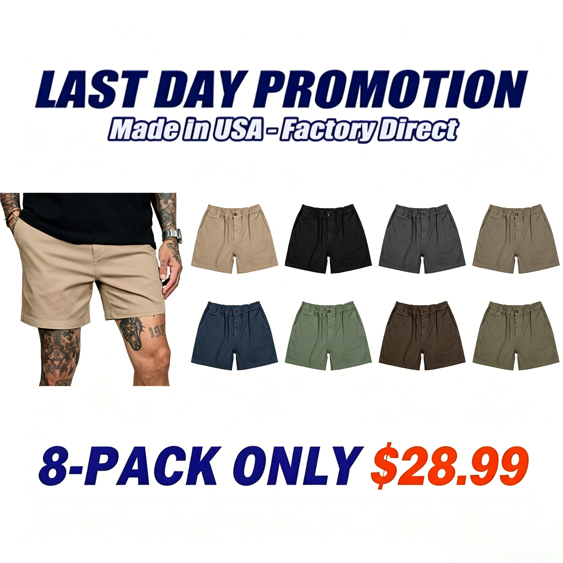 Men's Casual Stretch Twill Cotton Chino Shorts