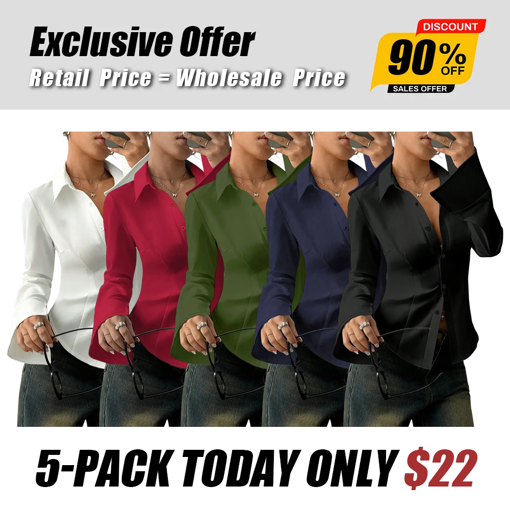 Women's Slim-Fit Button-Down Long-Sleeved Casual Shirts