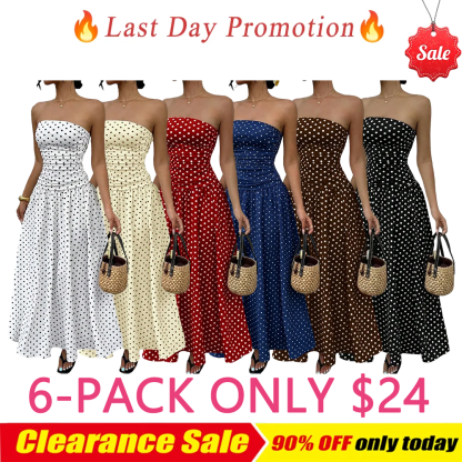 Women's Elegant Chic Fashion Polka Dot Strapless Dress