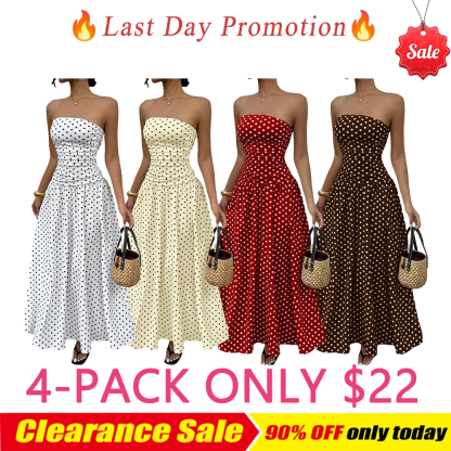 Women's Elegant Chic Fashion Polka Dot Strapless Dress
