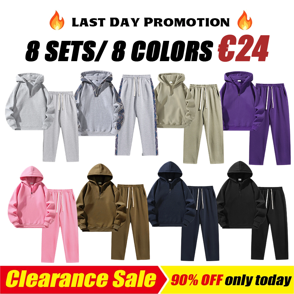 Men's Plain Basic Regular Fit Casual Drop Shoulder Half Zip Zippers Sweatsuit Set