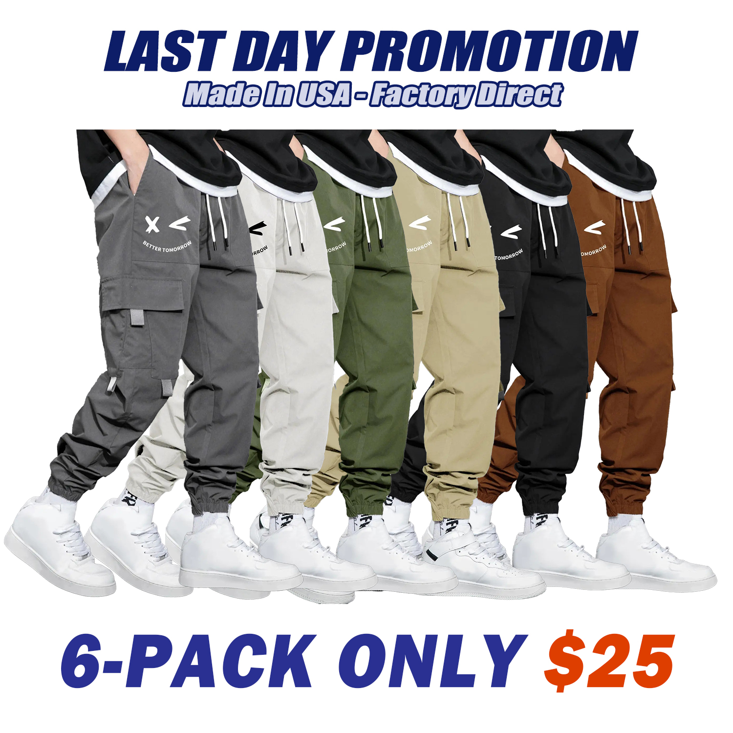 Men's Cartoon Face & Letter Print Drawstring Waist Cargo Pants