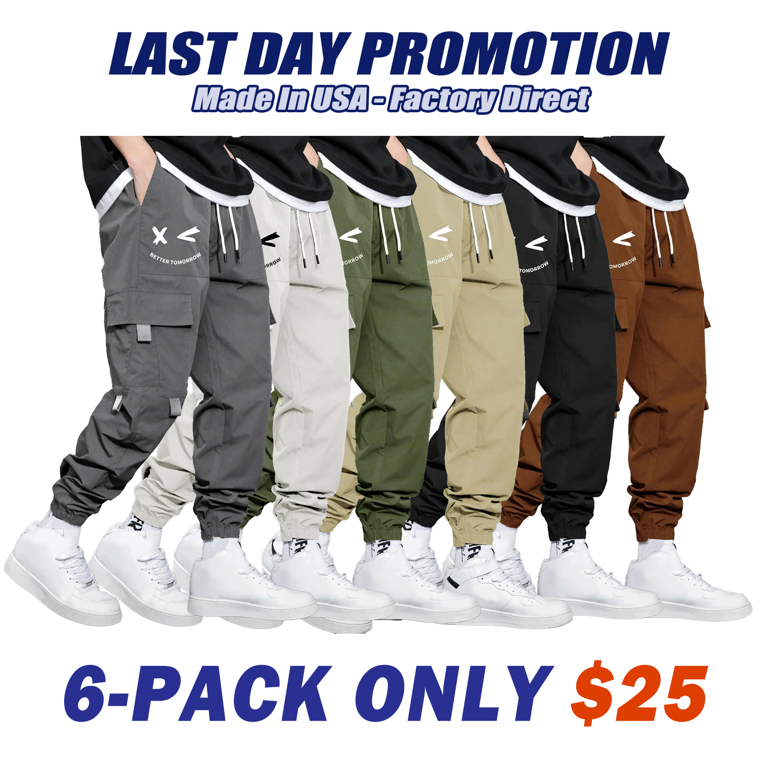 Men's Cartoon Face & Letter Print Drawstring Waist Cargo Pants