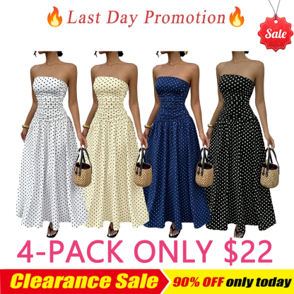 Women's Elegant Chic Fashion Polka Dot Strapless Dress