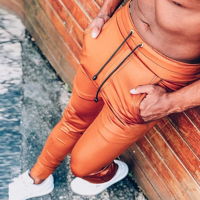 Casual Solid Leather Pants