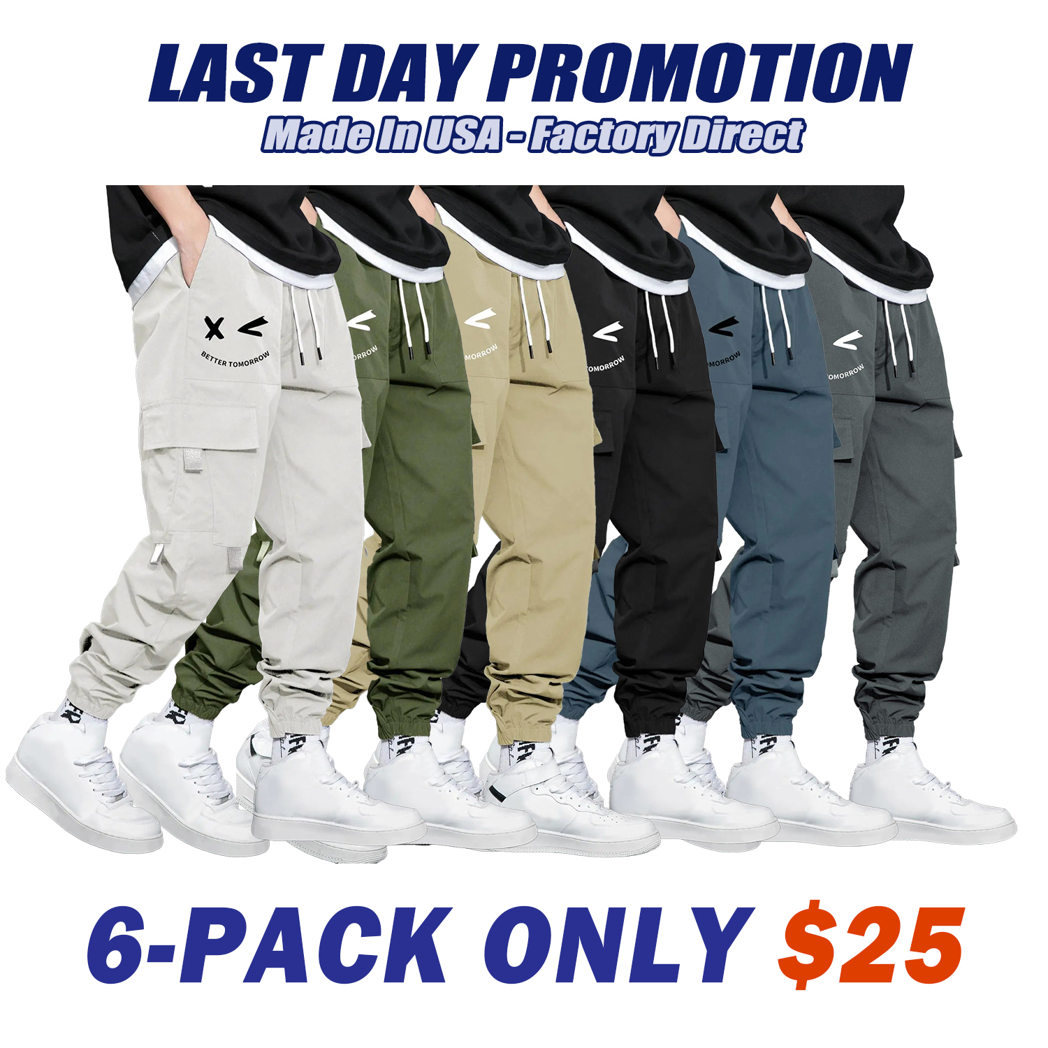 Men's Cartoon Face & Letter Print Drawstring Waist Cargo Pants