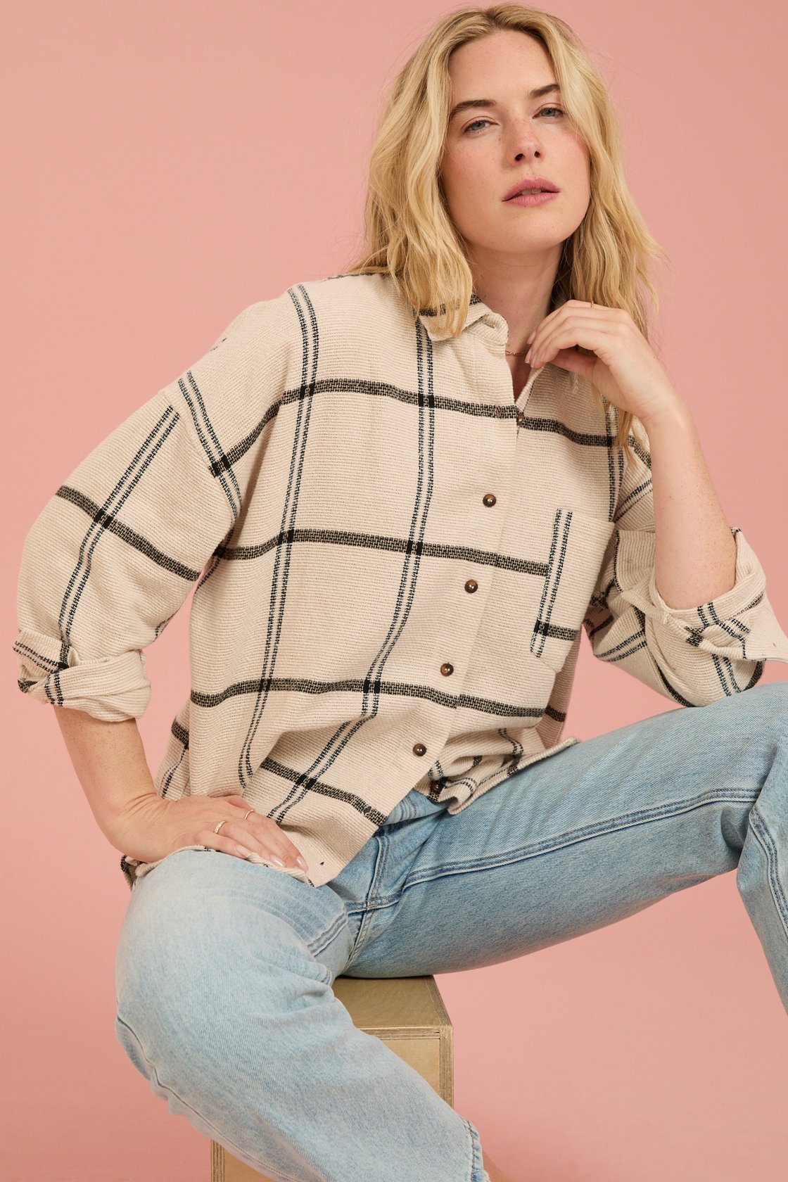 Isabella Plaid Button Up Top