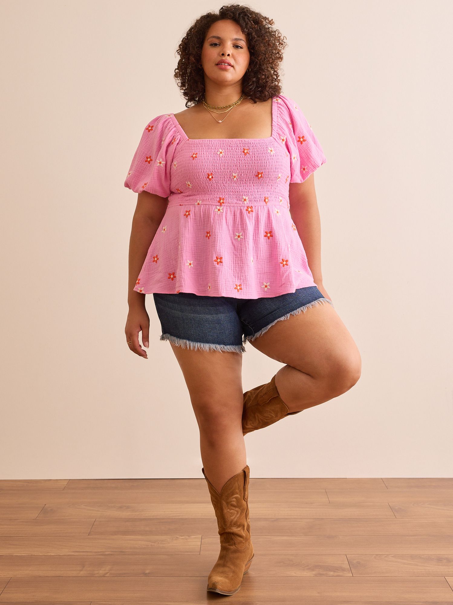 Olivia Embroidered Babydoll Top