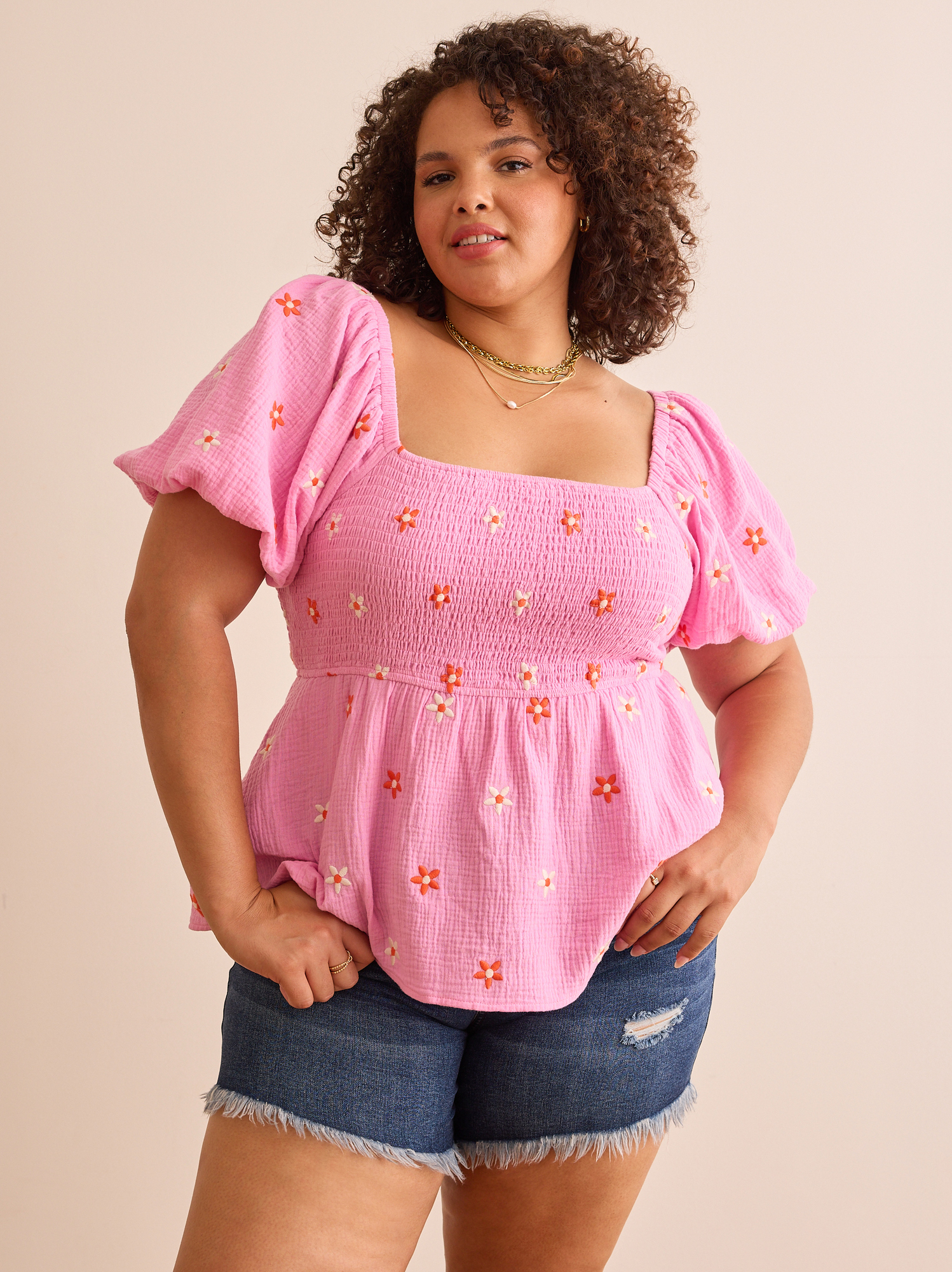 Olivia Embroidered Babydoll Top