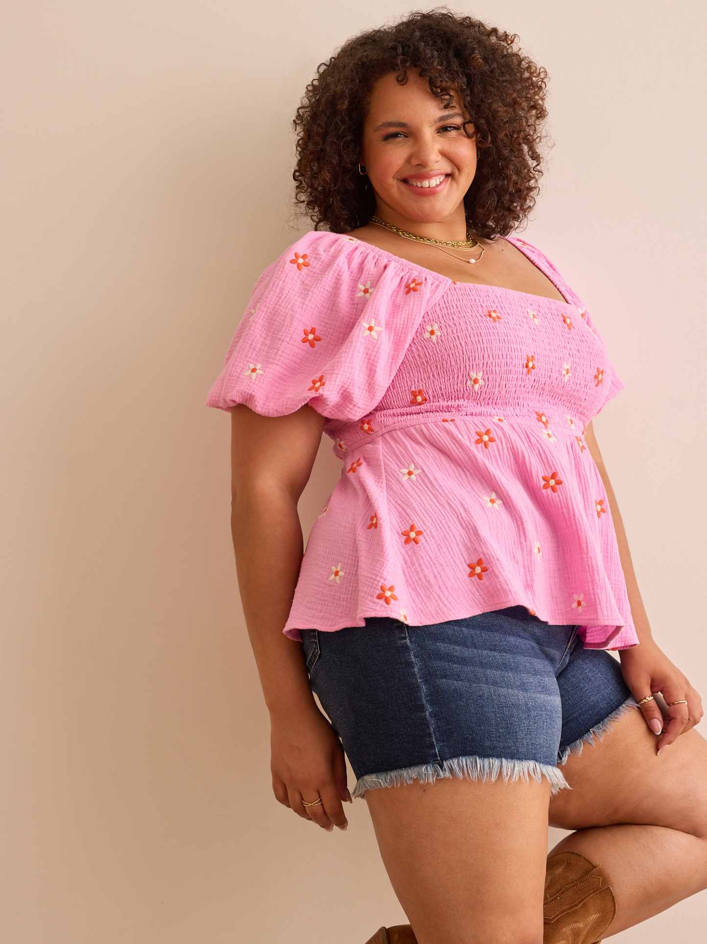 Olivia Embroidered Babydoll Top