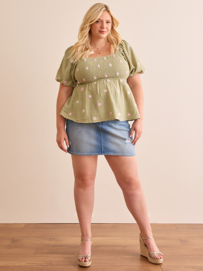 Olivia Embroidered Babydoll Top