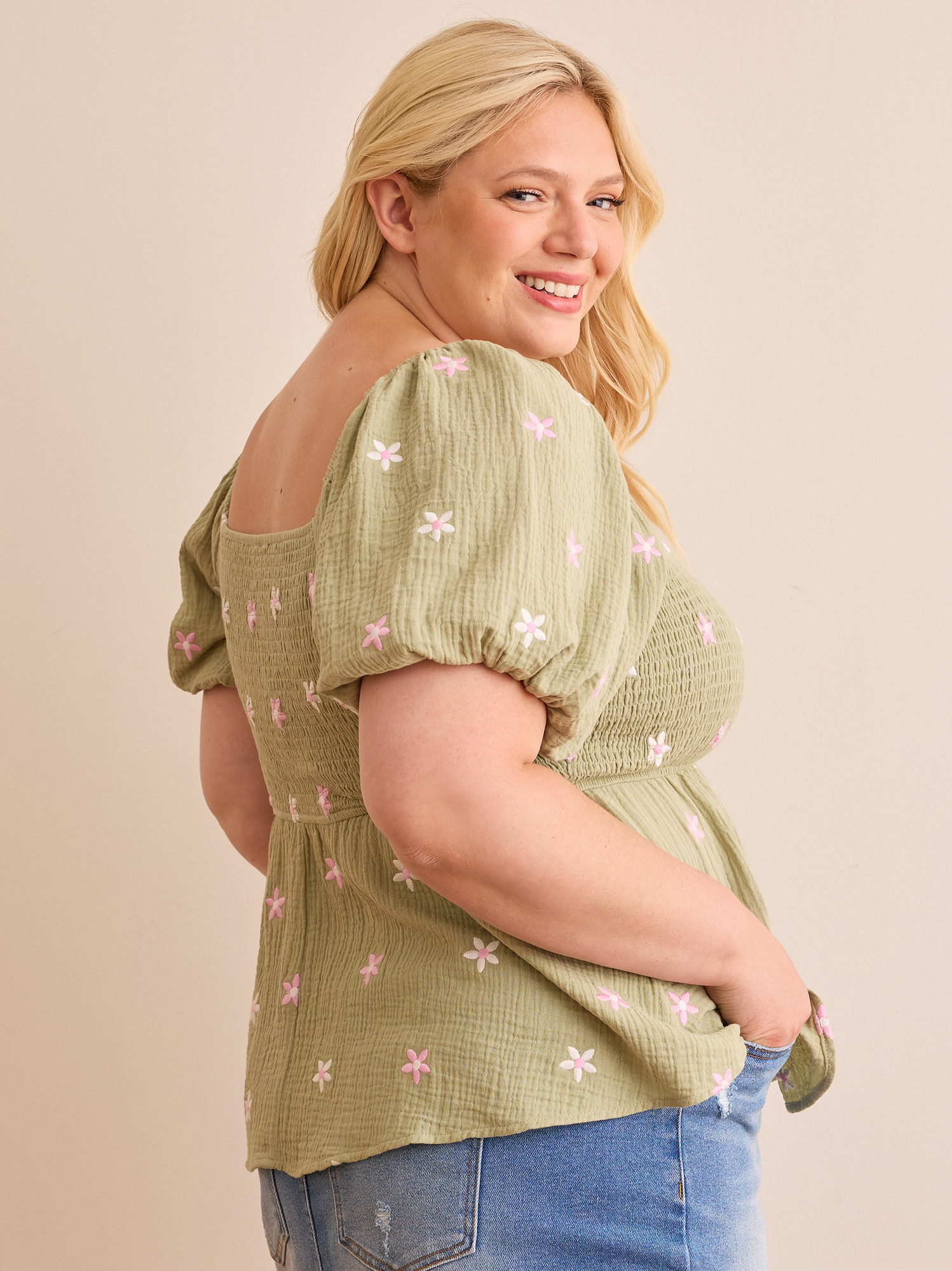 Olivia Embroidered Babydoll Top