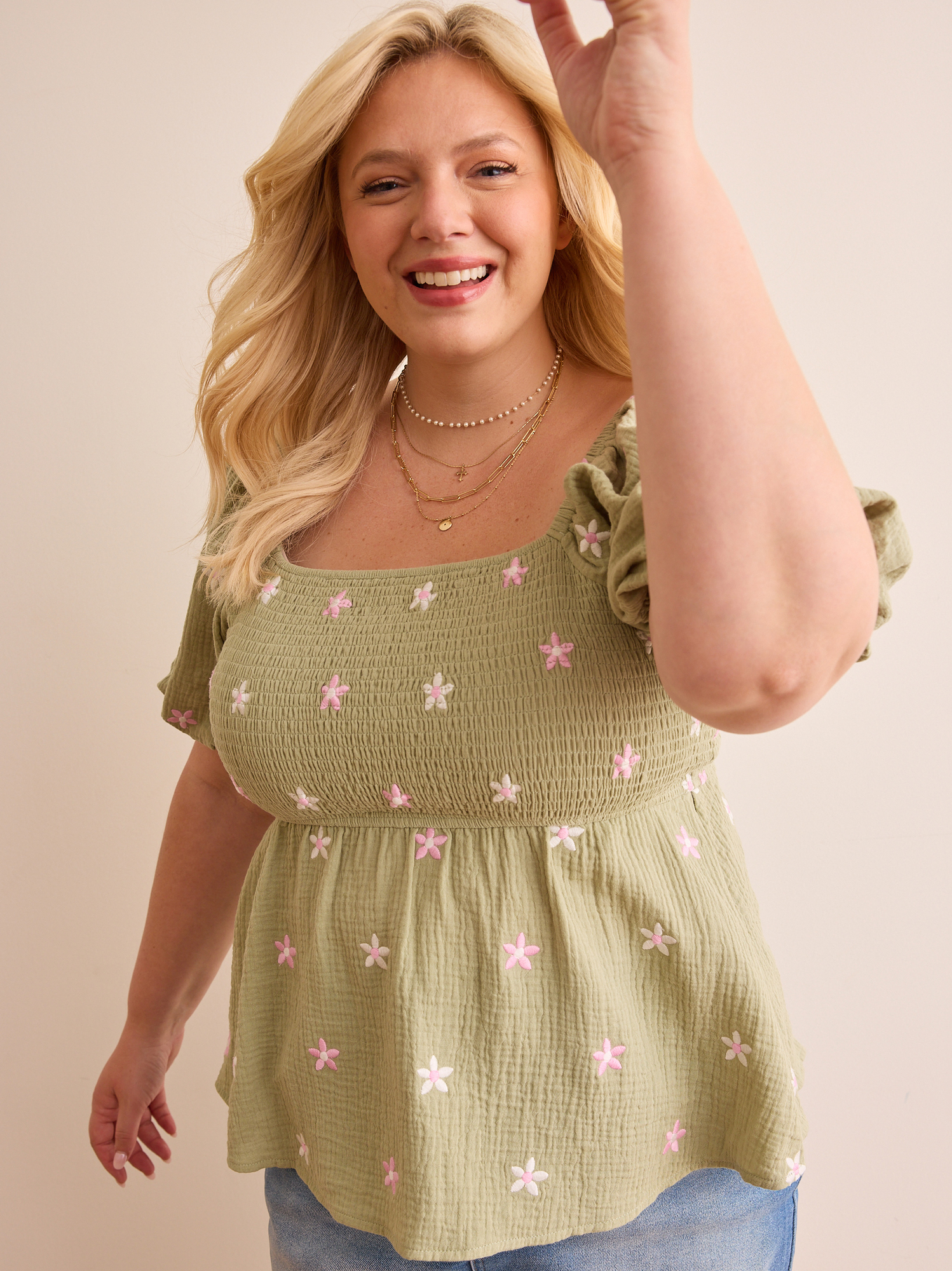 Olivia Embroidered Babydoll Top