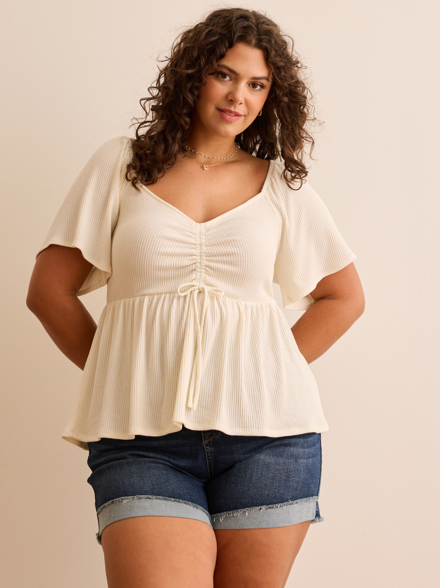 Amira Ribbed Babydoll Top
