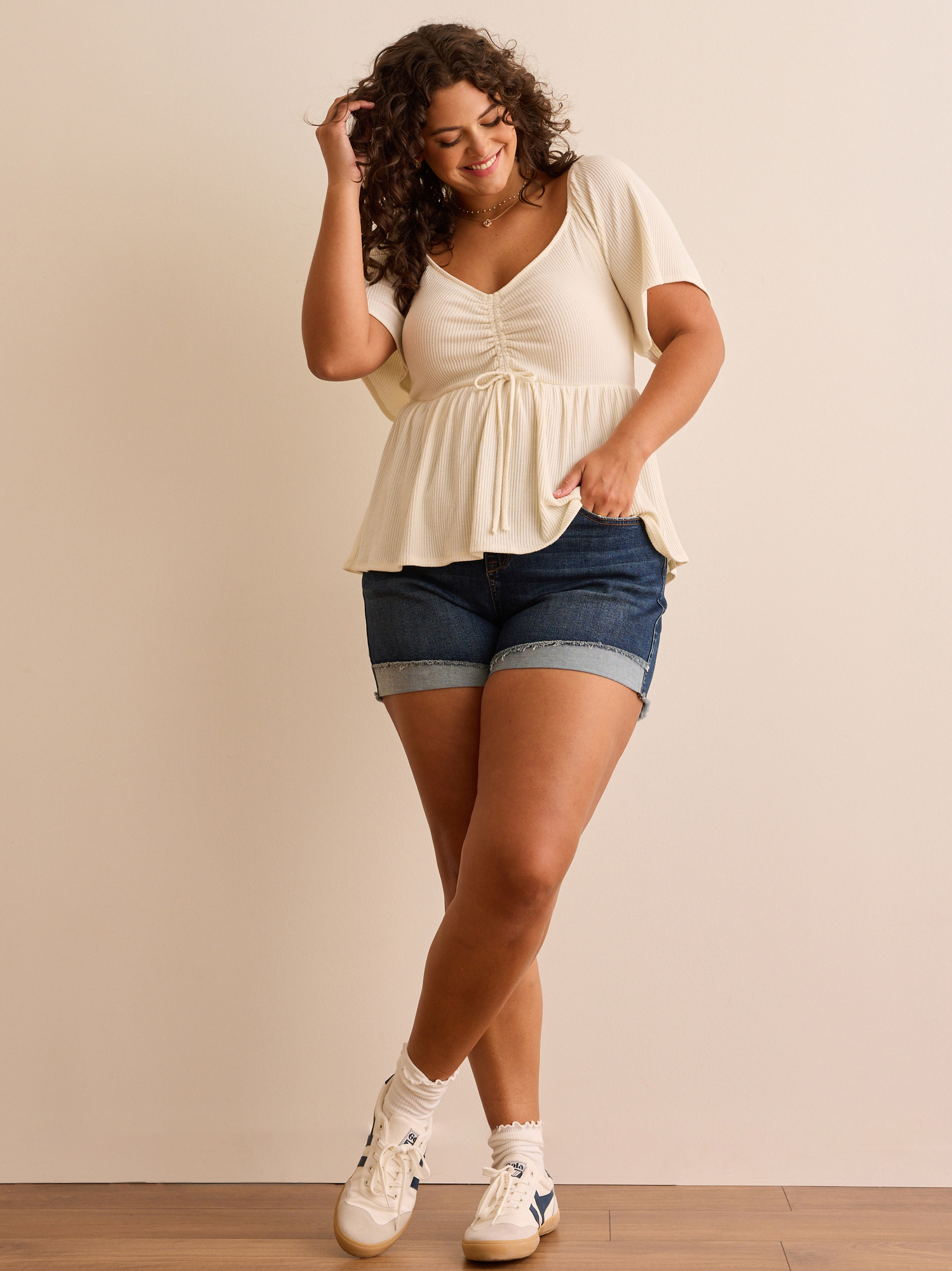 Amira Ribbed Babydoll Top