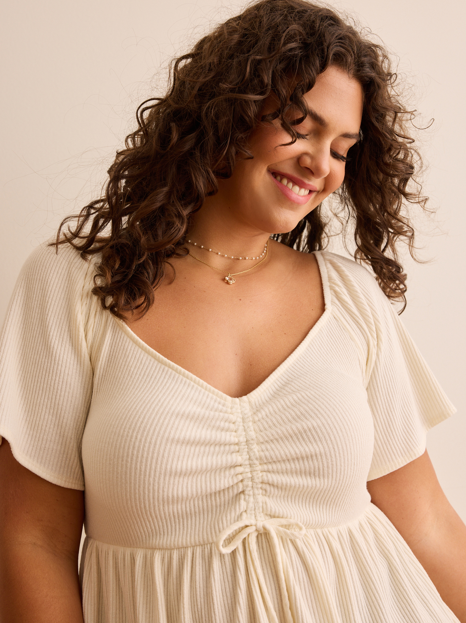 Amira Ribbed Babydoll Top