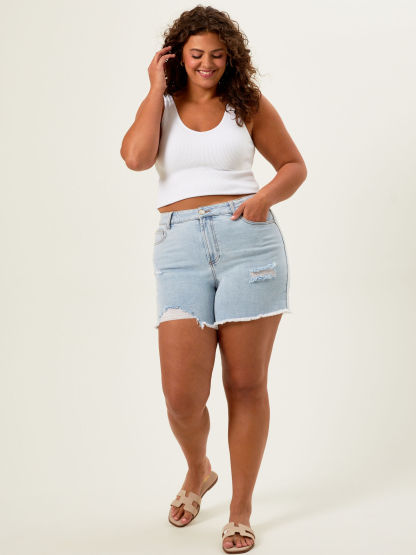 Lori Fray Hem Denim Shorts