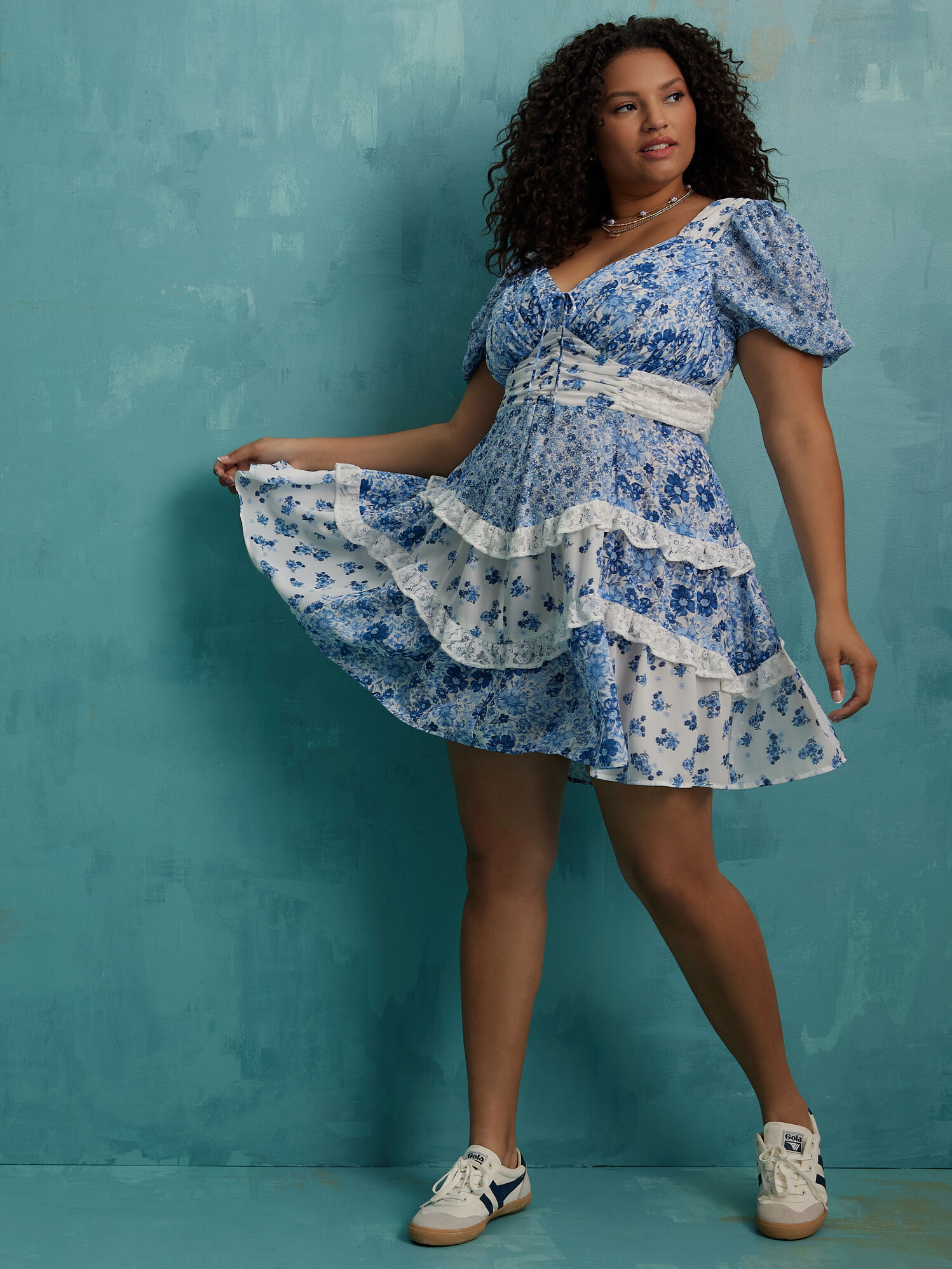 Aderny Patchwork Floral Dress