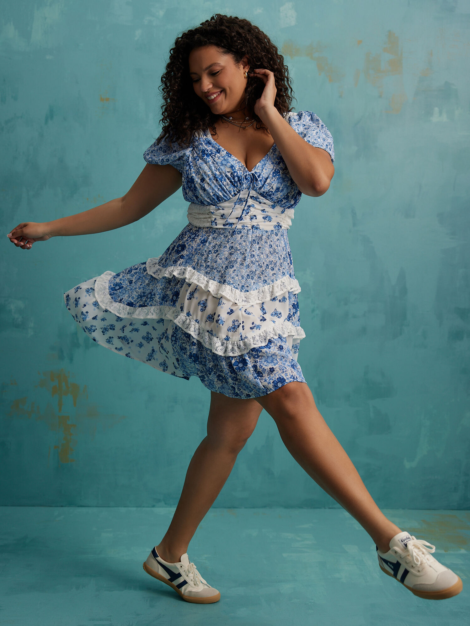 Aderny Patchwork Floral Dress