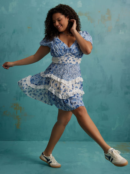 Aderny Patchwork Floral Dress