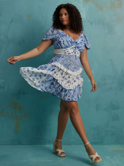 Aderny Patchwork Floral Dress