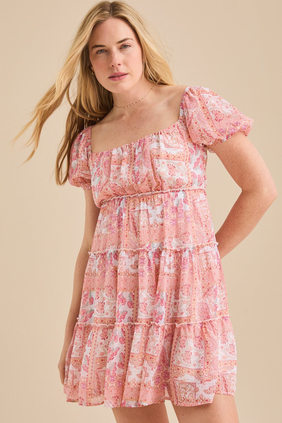 Chessy Patchwork Mini Dress