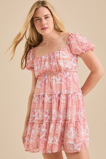 Chessy Patchwork Mini Dress