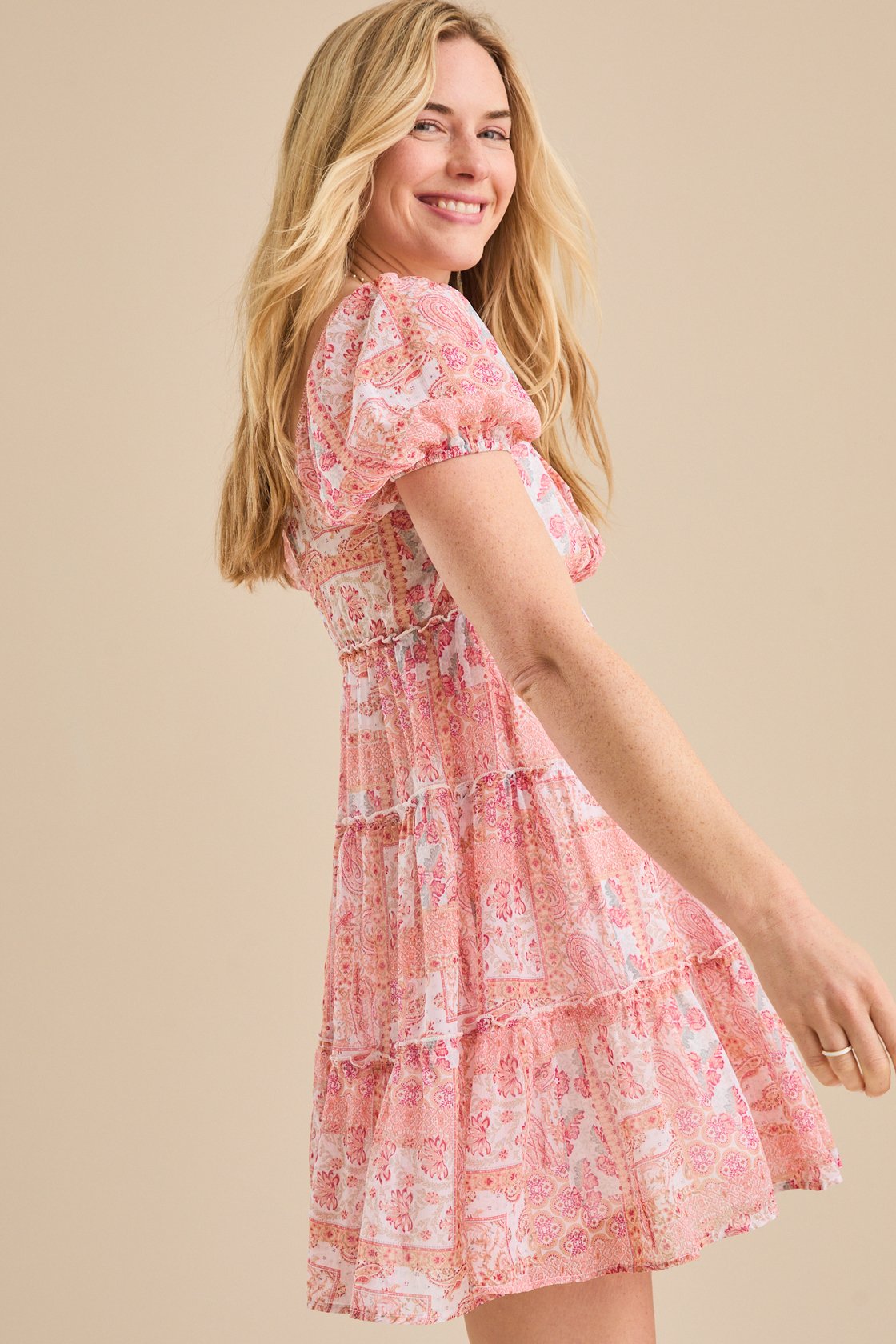 Chessy Patchwork Mini Dress