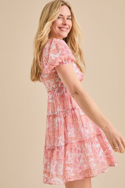 Chessy Patchwork Mini Dress