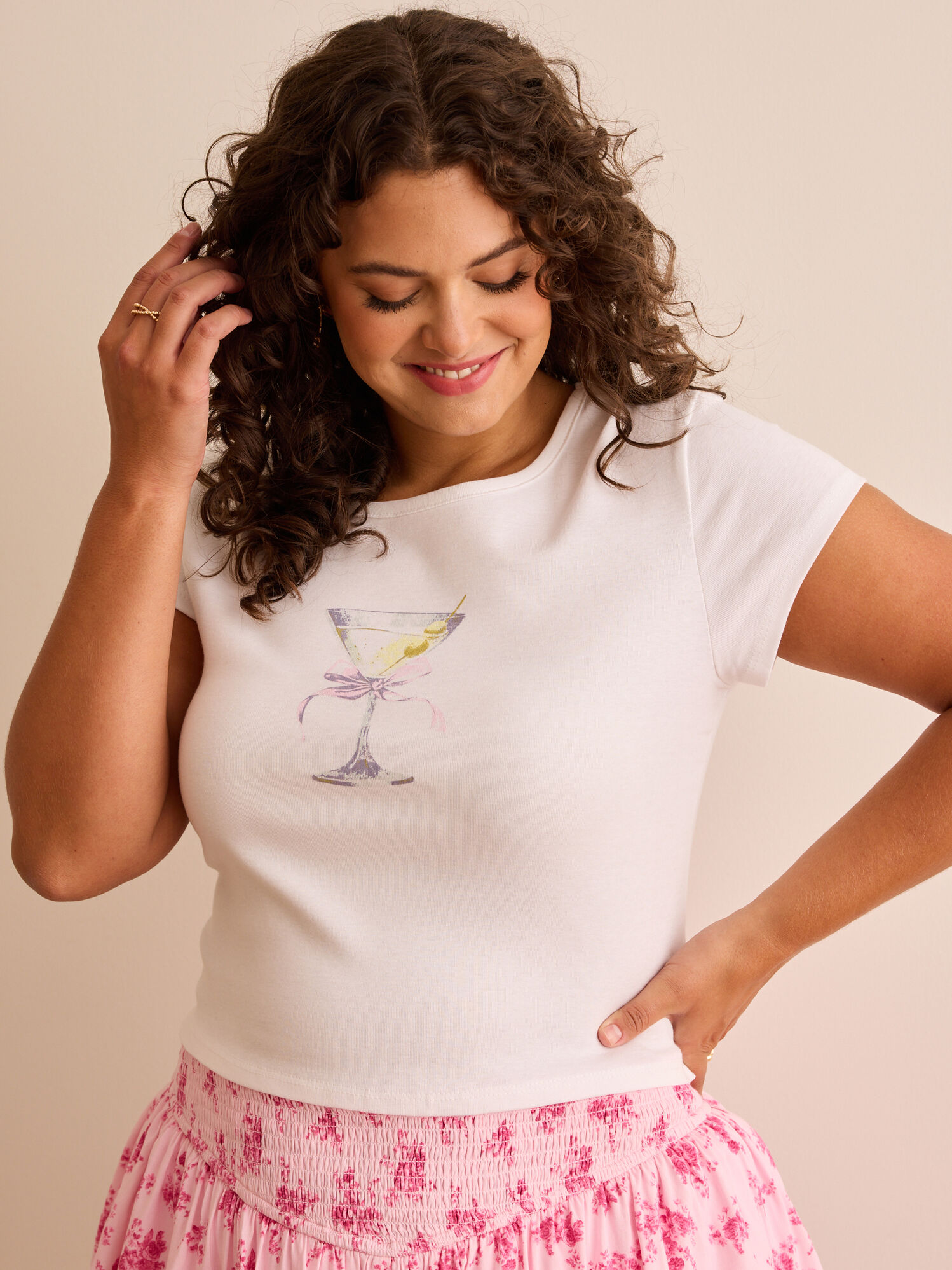 Bow Martini Graphic Baby Tee