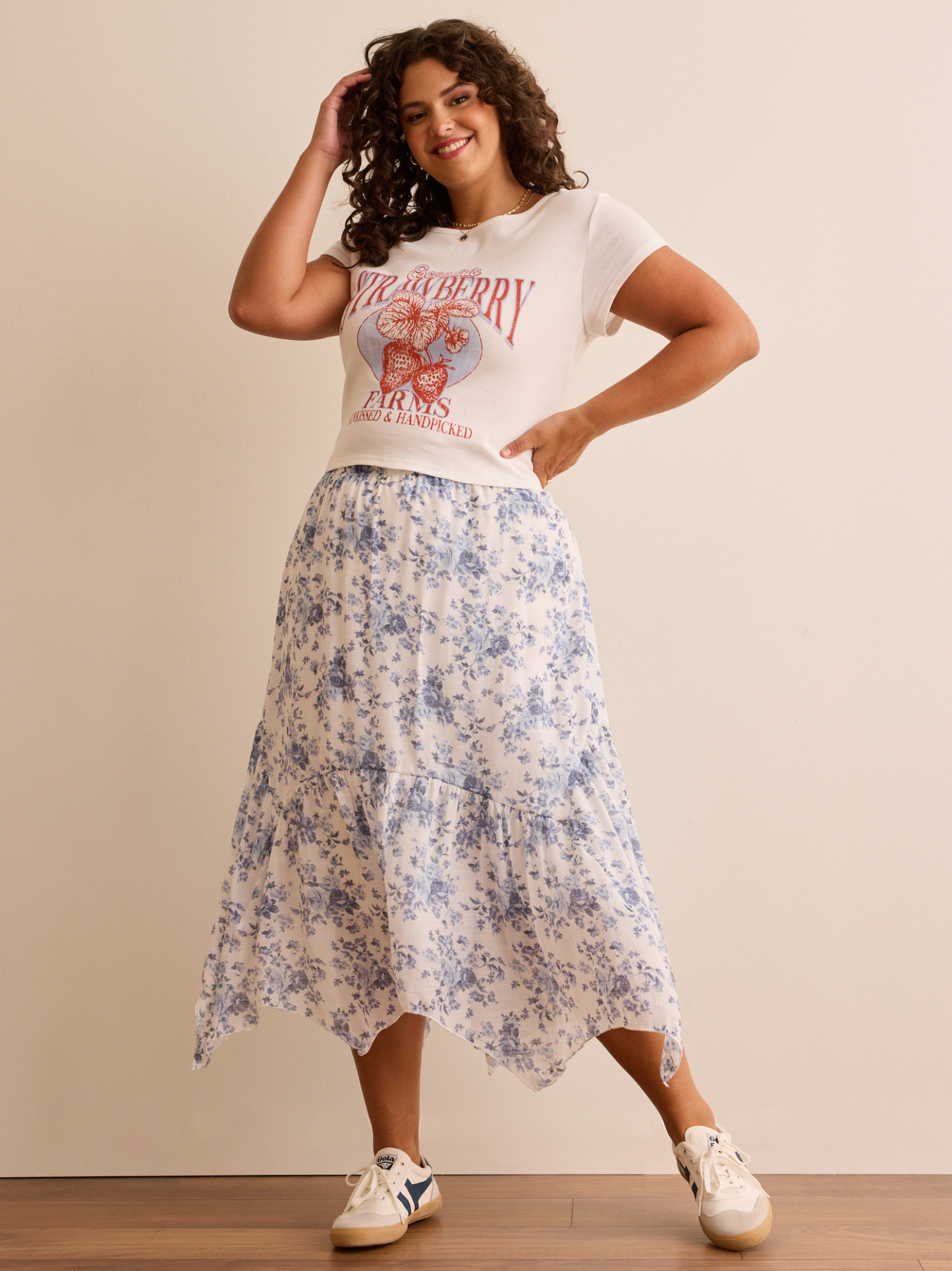 Laina Handkerchief Hem Floral Skirt