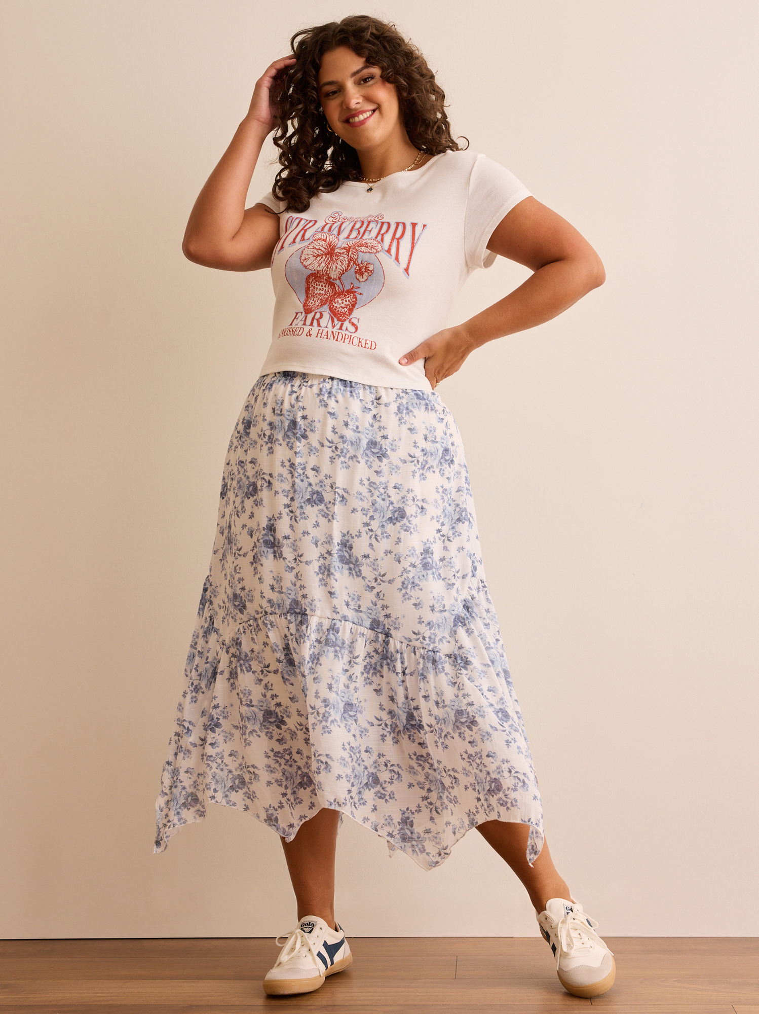 Laina Handkerchief Hem Floral Skirt