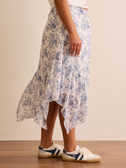 Laina Handkerchief Hem Floral Skirt